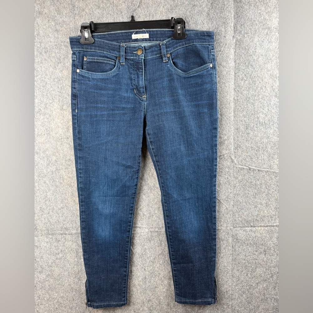 Eileen Fisher Womens Size 8 medium wash side zipper blue denim‎ skinny jeans